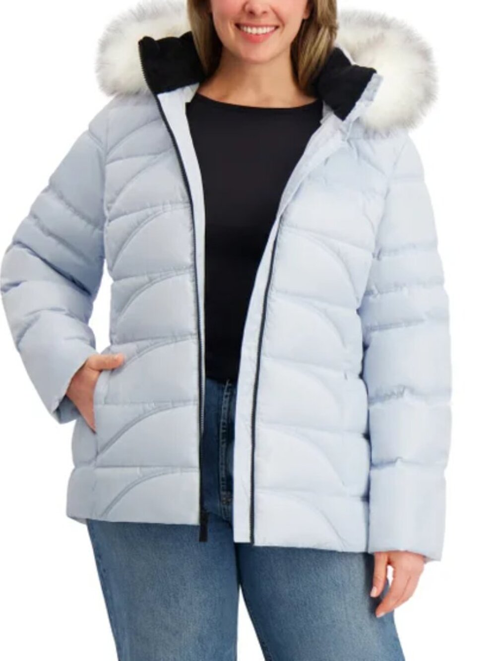 Nautica Women’s Puffer Jacket water-resistant Detachable Hood XXL Light Blue - Picture 4 of 6